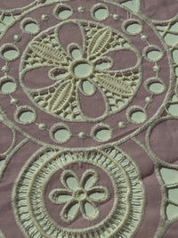 Laser Cut Circular Medallion Embroidery On Poly - Pink, Cream
